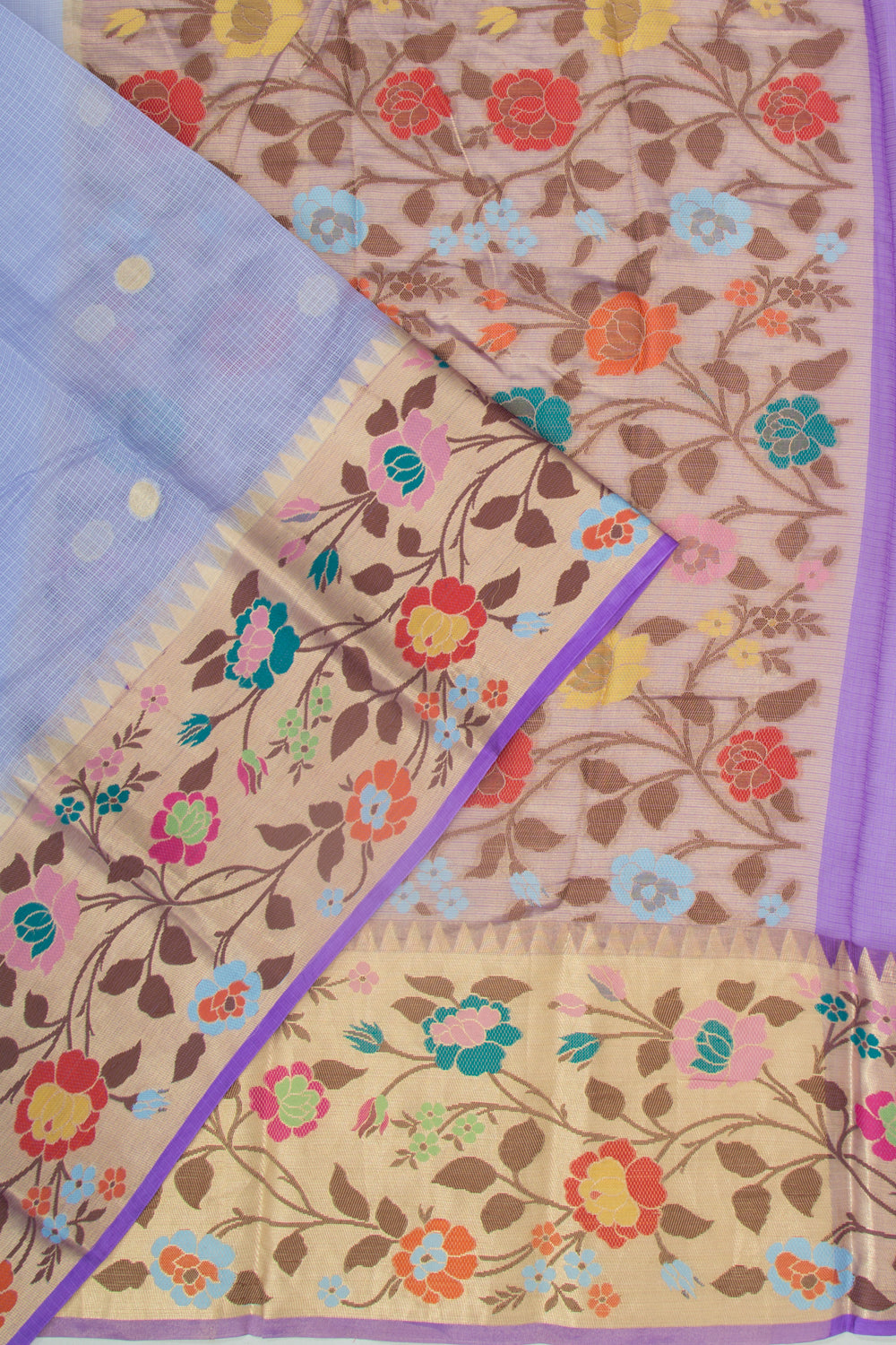 Kota Soft Silk Butta Polka Dot Butta Pastel Blue Saree