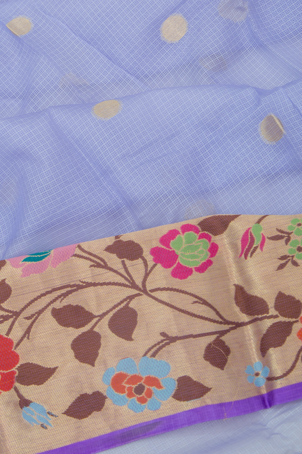 Kota Soft Silk Butta Polka Dot Butta Pastel Blue Saree