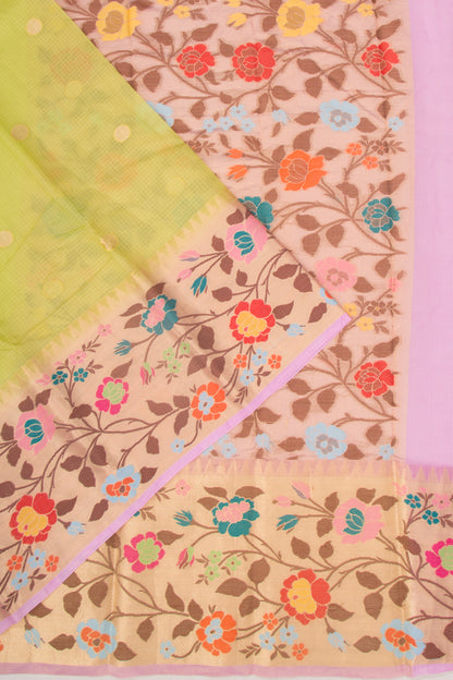 Kota Soft Silk Butta Polka Dot Butta Lemon Yellow Saree