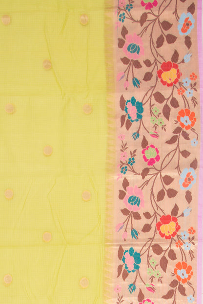 Kota Soft Silk Butta Polka Dot Butta Lemon Yellow Saree