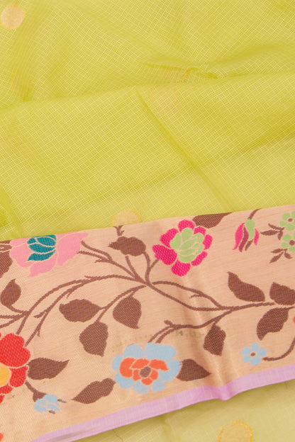Kota Soft Silk Butta Polka Dot Butta Lemon Yellow Saree