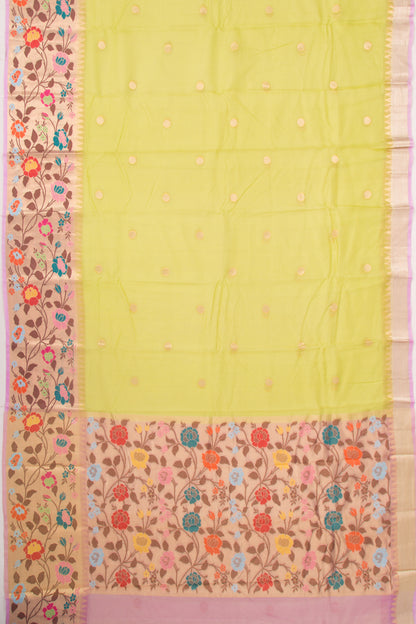 Kota Soft Silk Butta Polka Dot Butta Lemon Yellow Saree