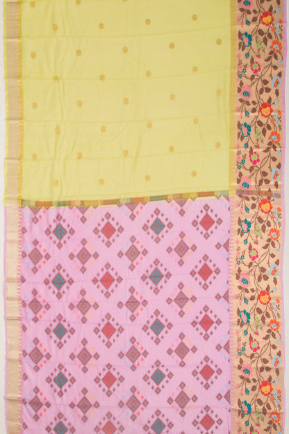 Kota Soft Silk Butta Polka Dot Butta Lemon Yellow Saree