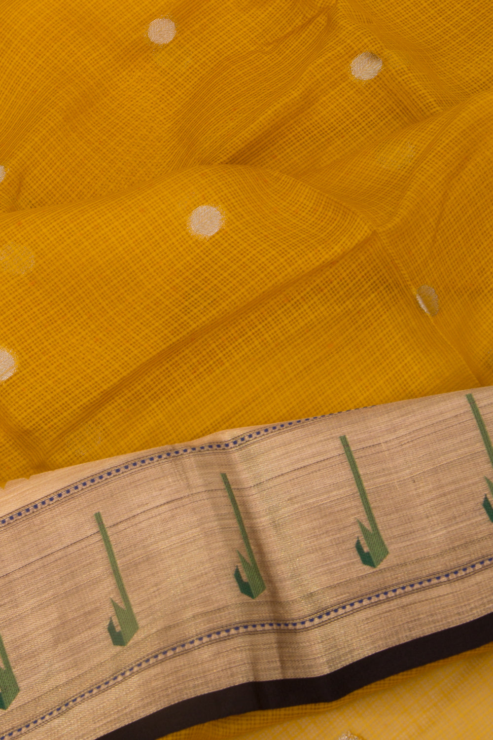 Kota Soft Silk Butta Mustard Yellow Saree