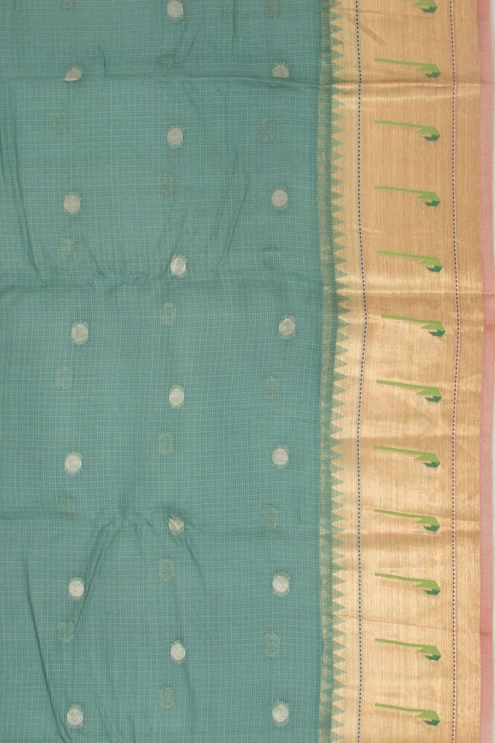 Kota Soft Silk Butta Teal Blue Saree