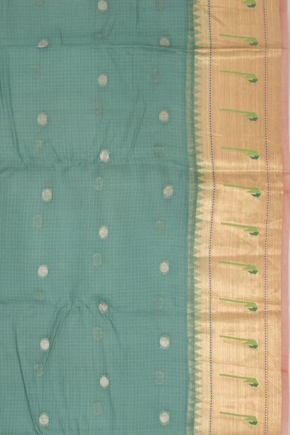 Kota Soft Silk Butta Teal Blue Saree