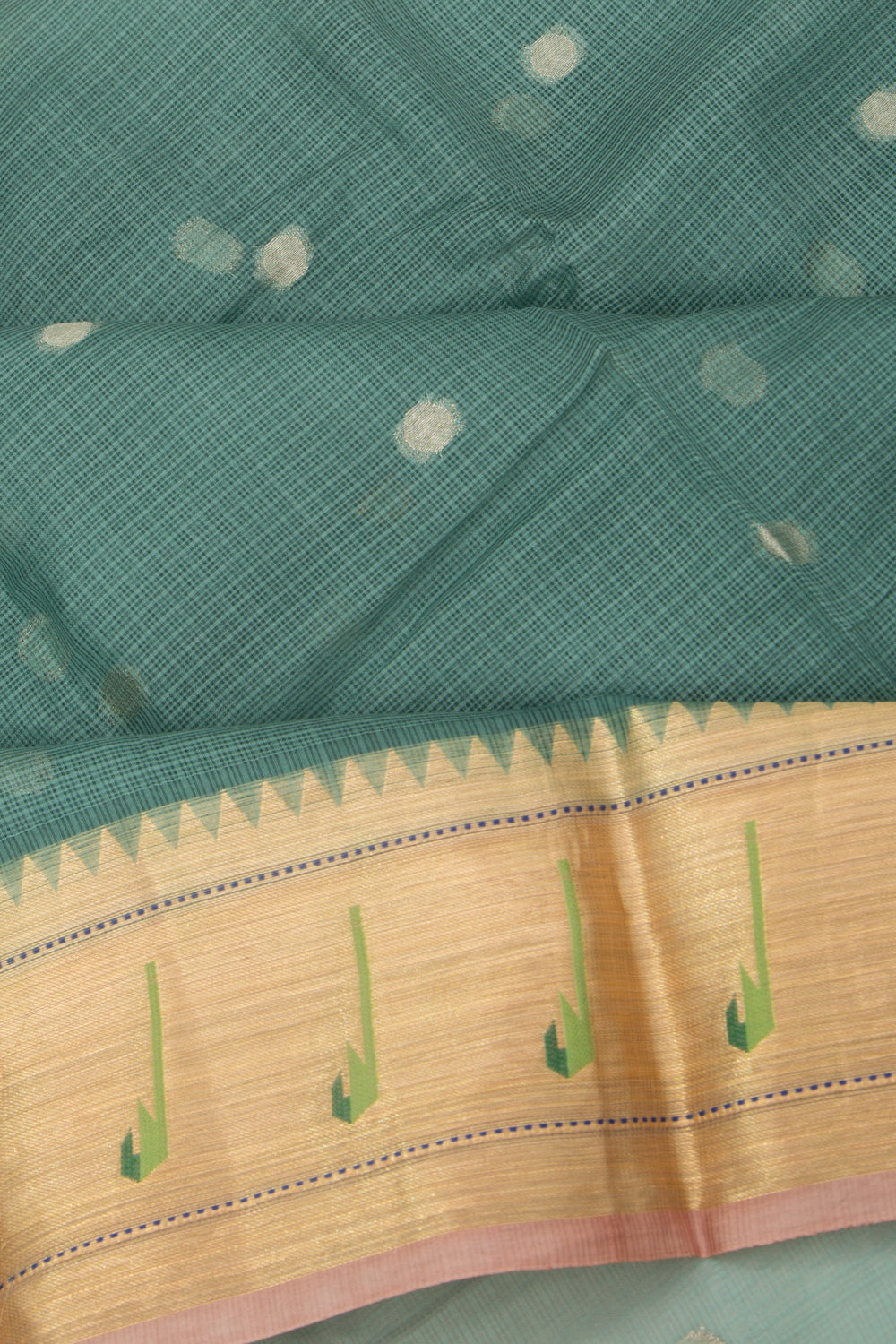 Kota Soft Silk Butta Teal Blue Saree