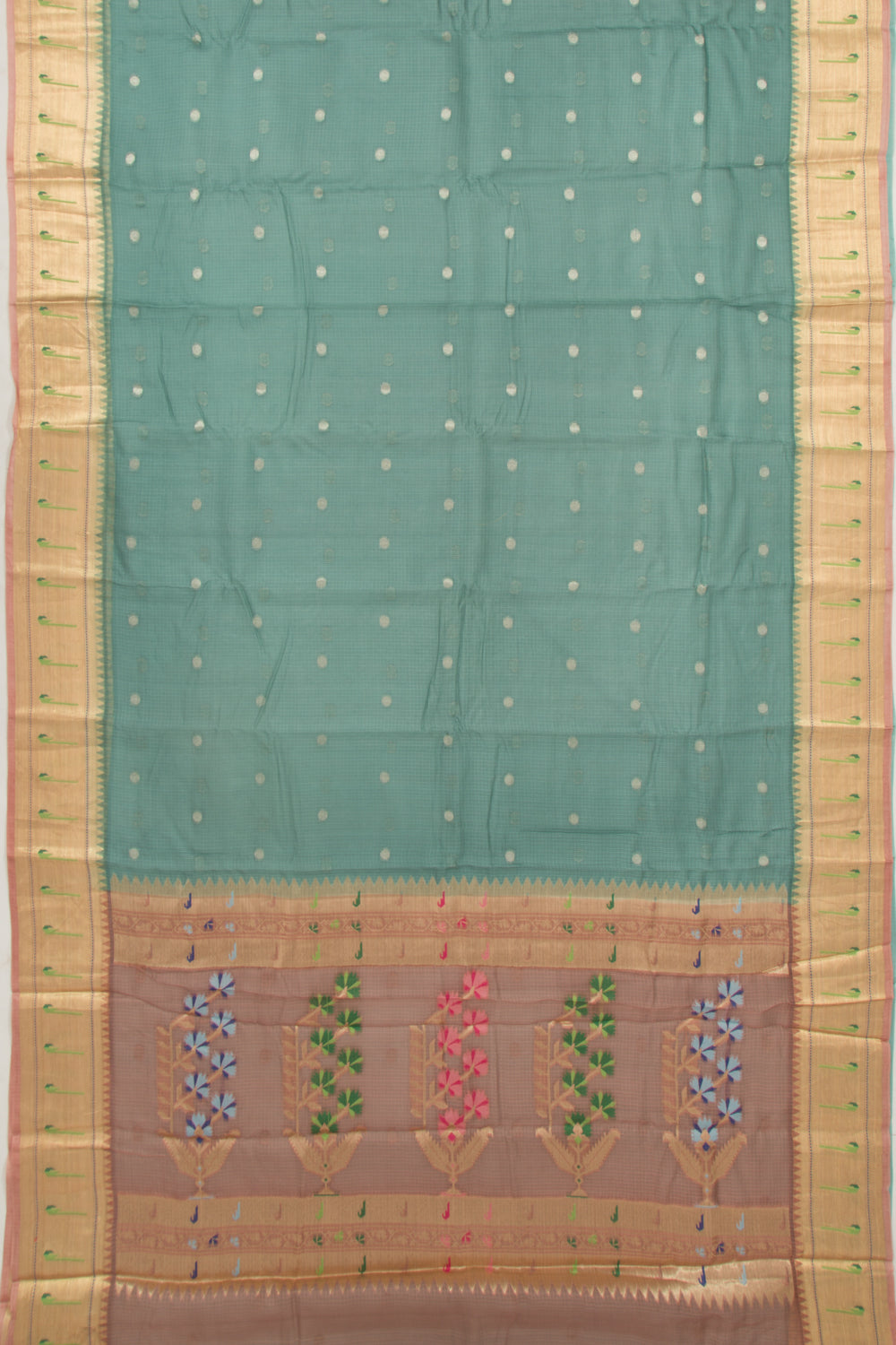 Kota Soft Silk Butta Teal Blue Saree