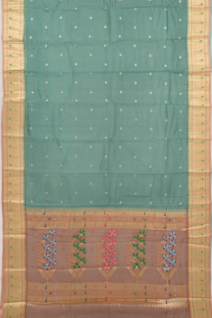 Kota Soft Silk Butta Teal Blue Saree