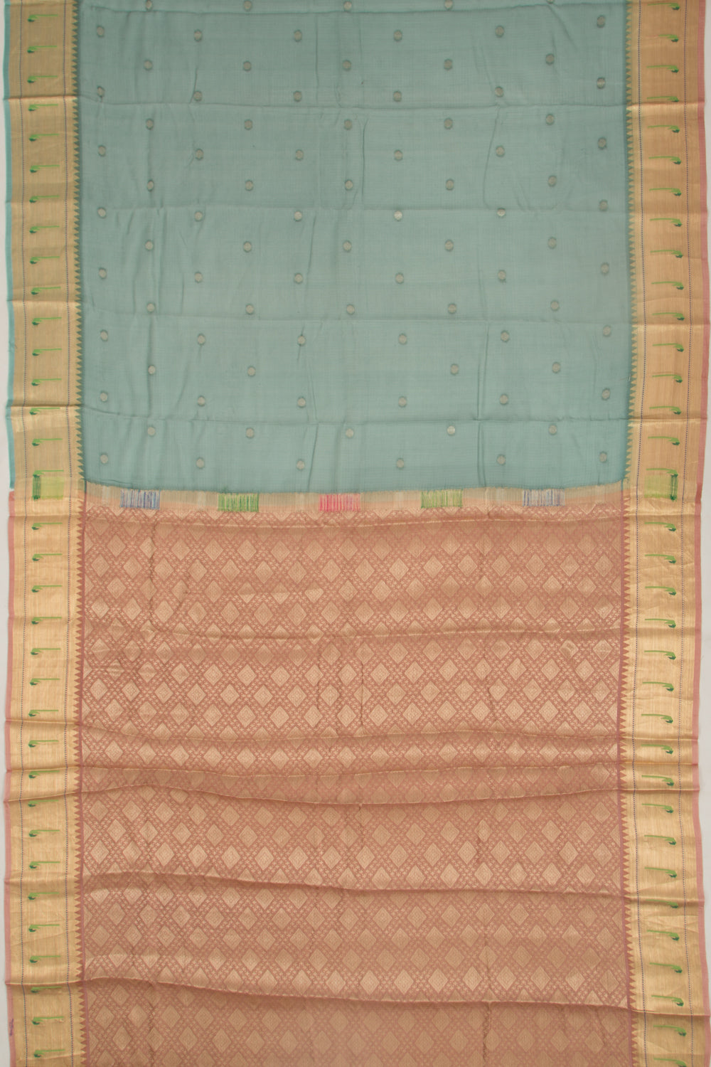 Kota Soft Silk Butta Teal Blue Saree