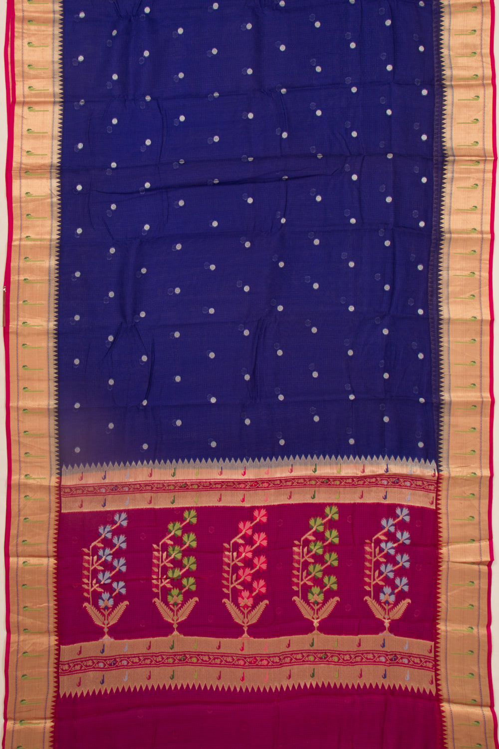Kota Soft Silk Butta Dark Blue Saree