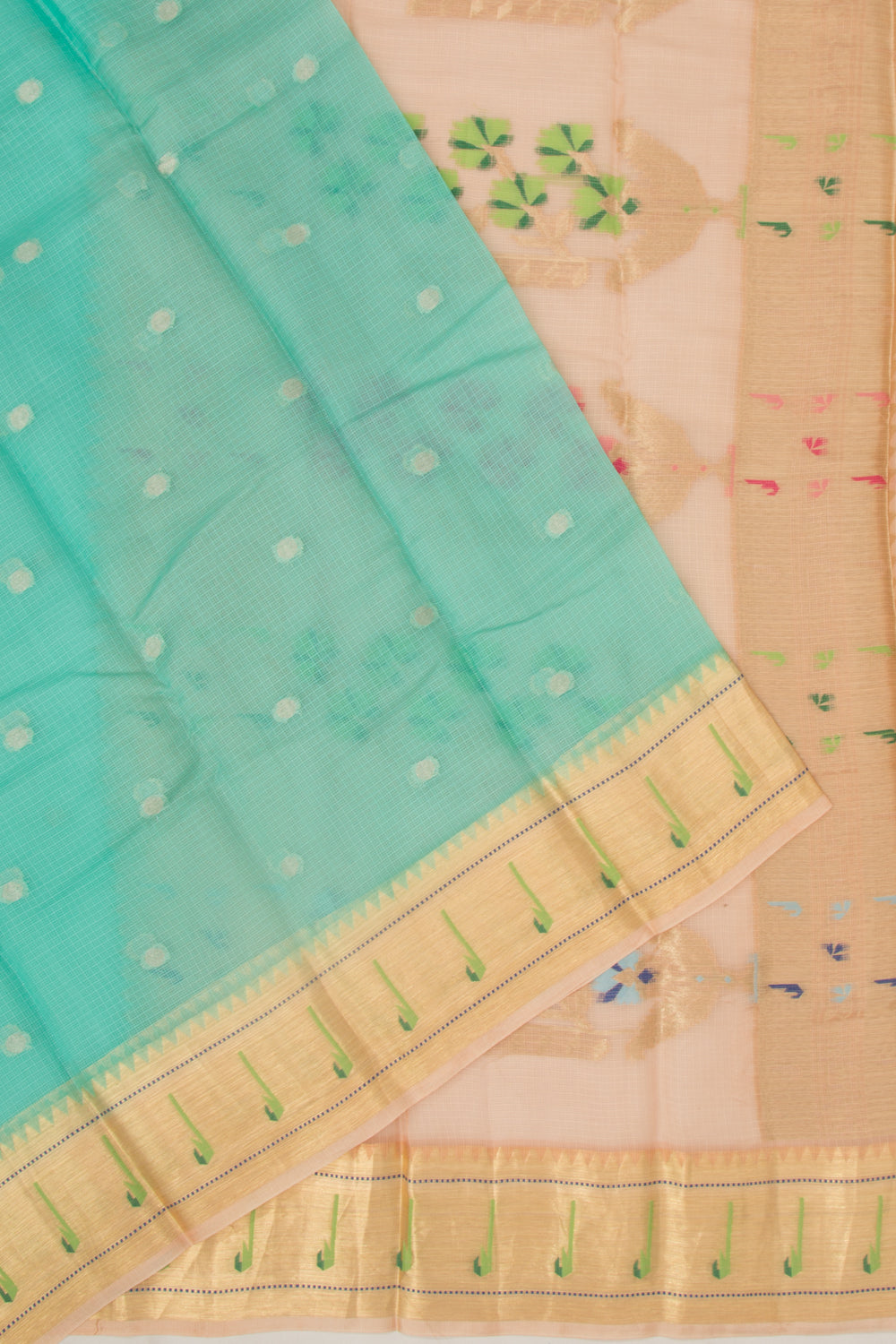 Kota Soft Silk Butta Sea Green Saree