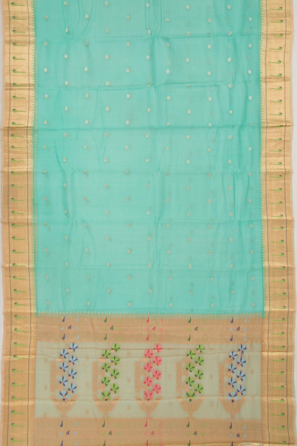 Kota Soft Silk Butta Sea Green Saree
