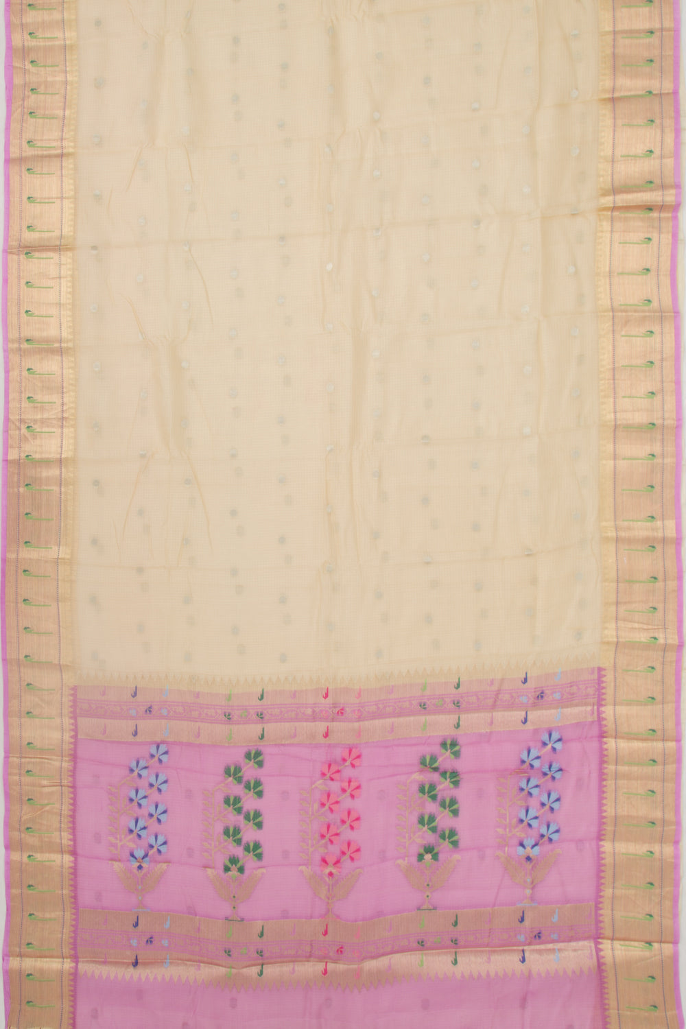 Kota Soft Silk Butta Cream Saree