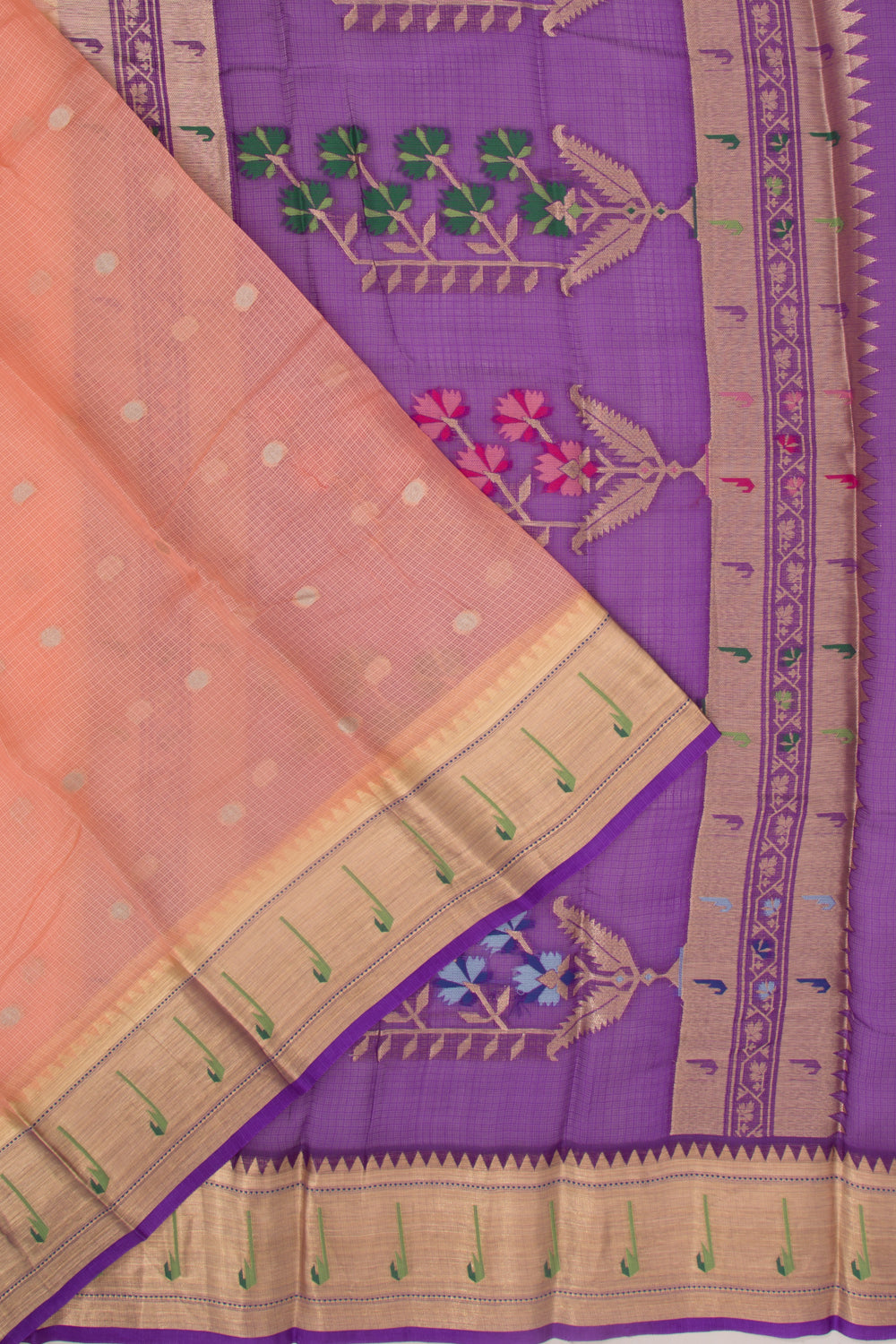 Kota Soft Silk Butta Pastel Orange Saree