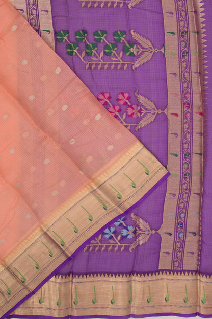 Kota Soft Silk Butta Pastel Orange Saree