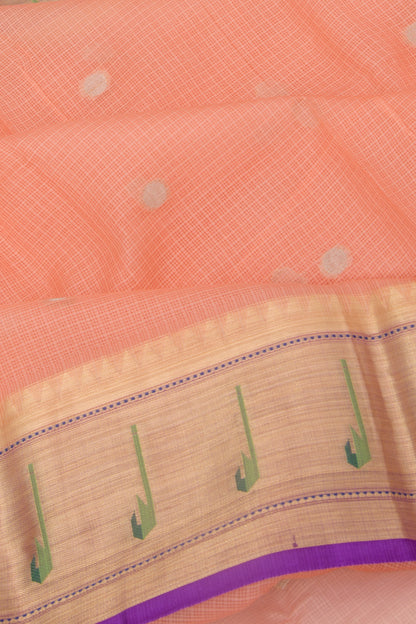 Kota Soft Silk Butta Pastel Orange Saree
