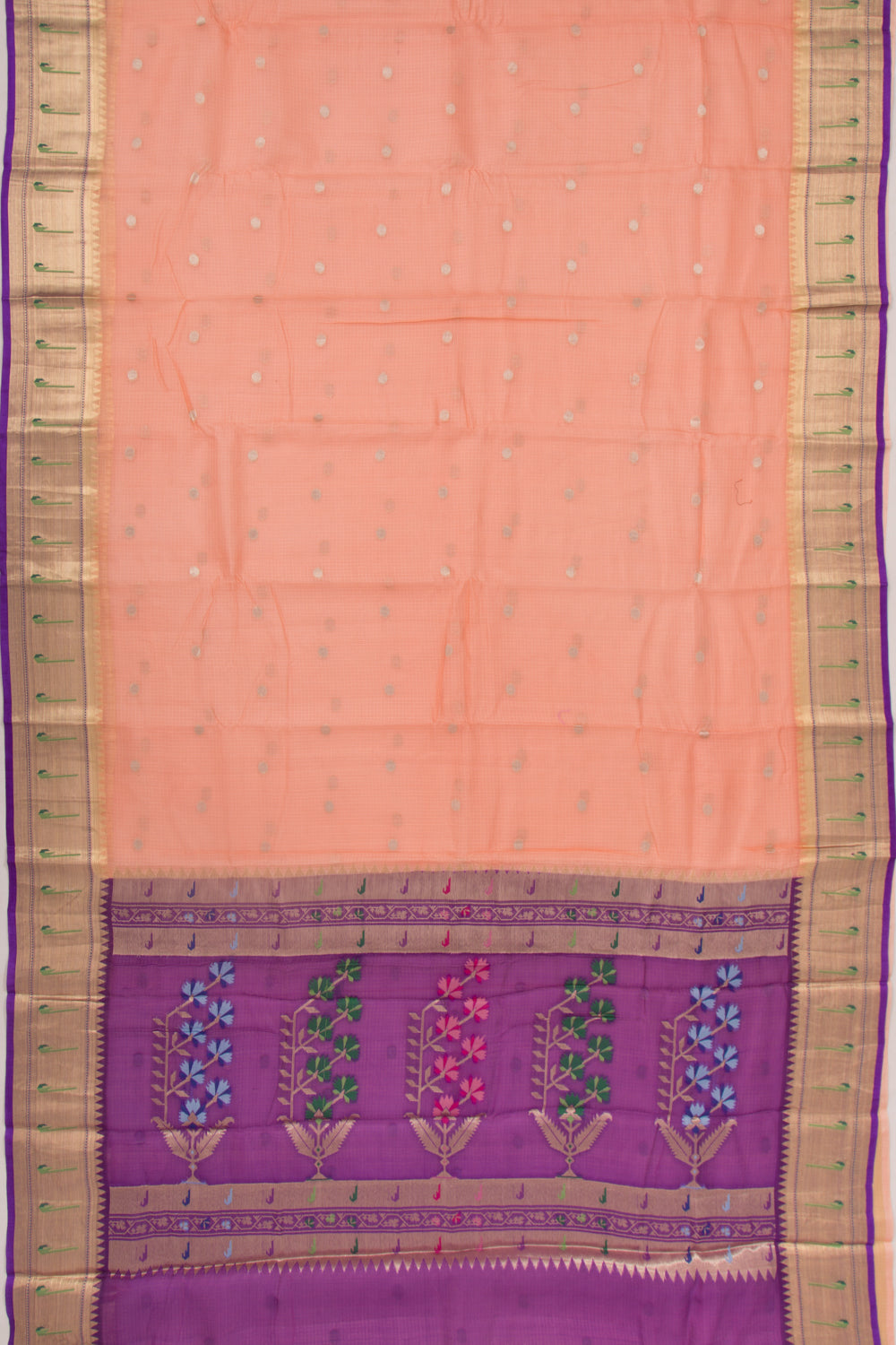 Kota Soft Silk Butta Pastel Orange Saree