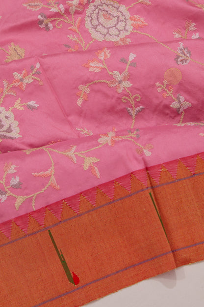 Paithani Silk Embroidery Jaal Baby Pink Saree