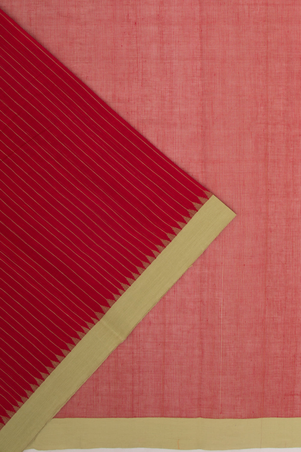 Ponduru Handspun Cotton Vertical Lines Red Saree