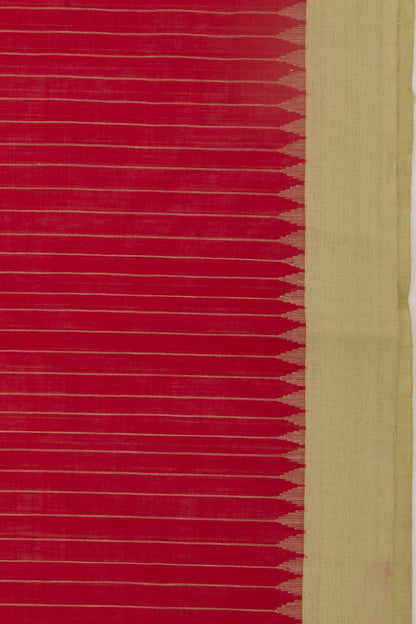 Ponduru Handspun Cotton Vertical Lines Red Saree