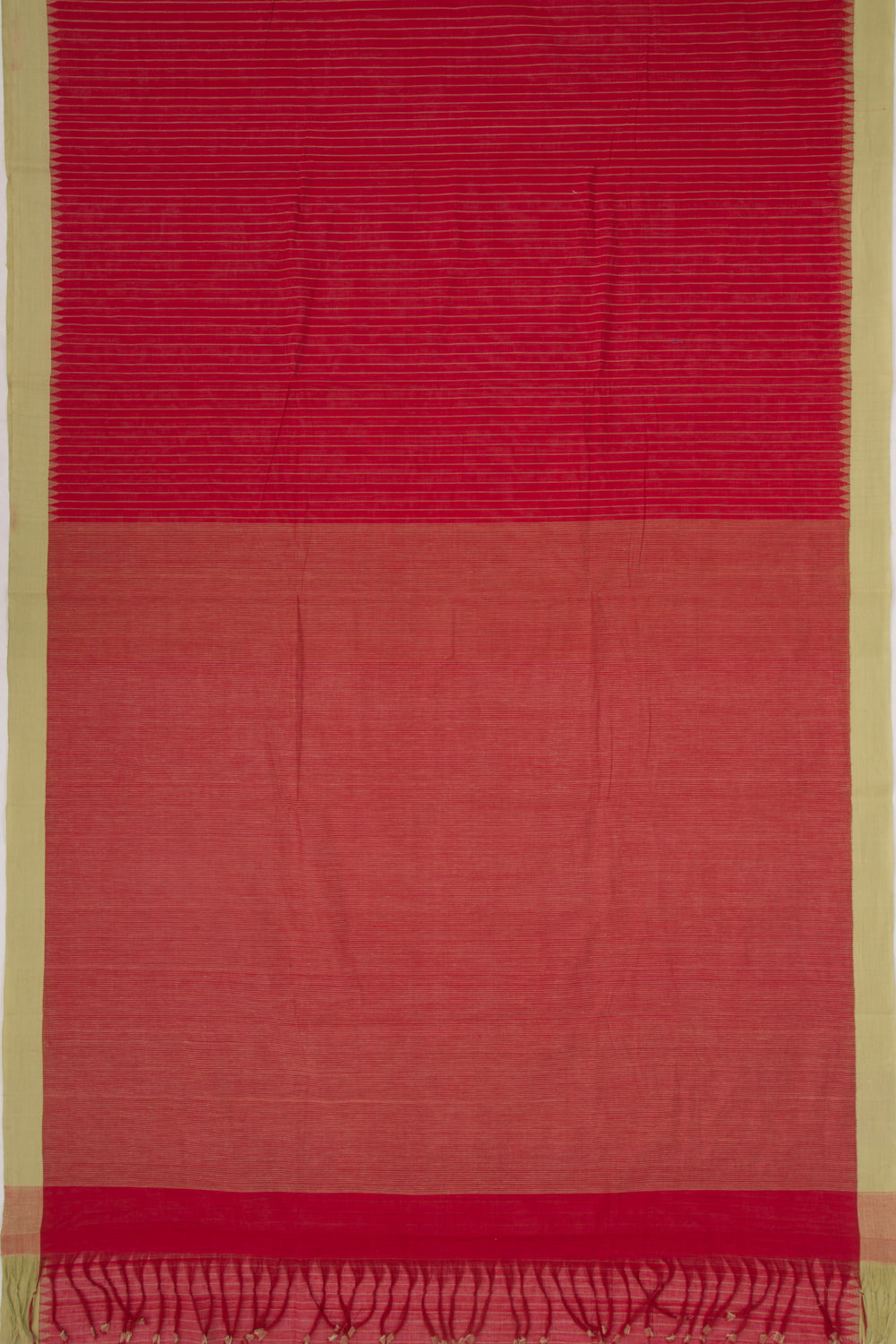 Ponduru Handspun Cotton Vertical Lines Red Saree