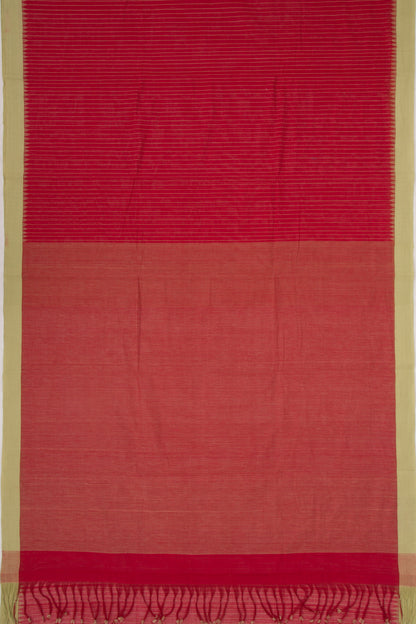 Ponduru Handspun Cotton Vertical Lines Red Saree