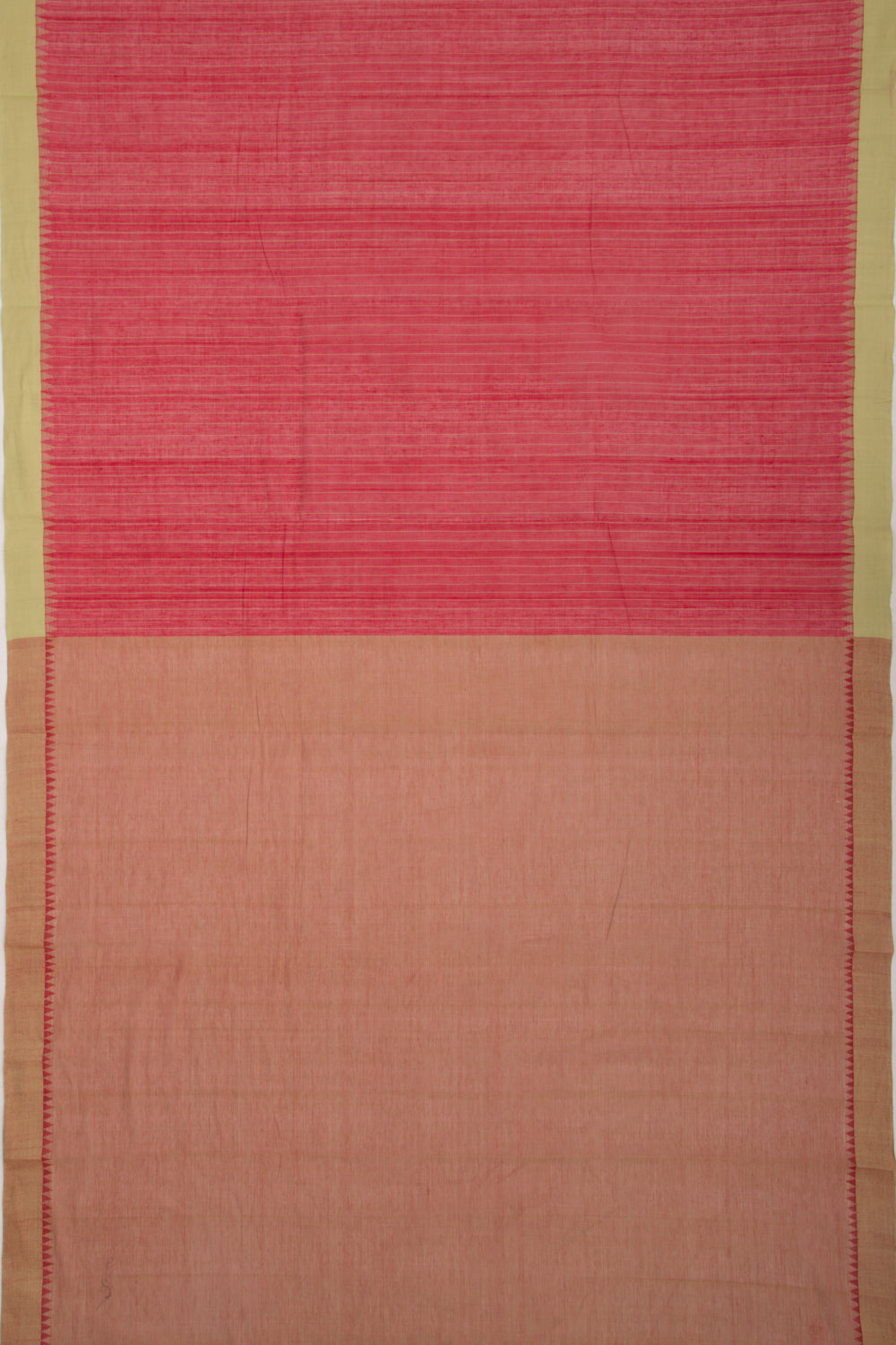 Ponduru Handspun Cotton Vertical Lines Red Saree