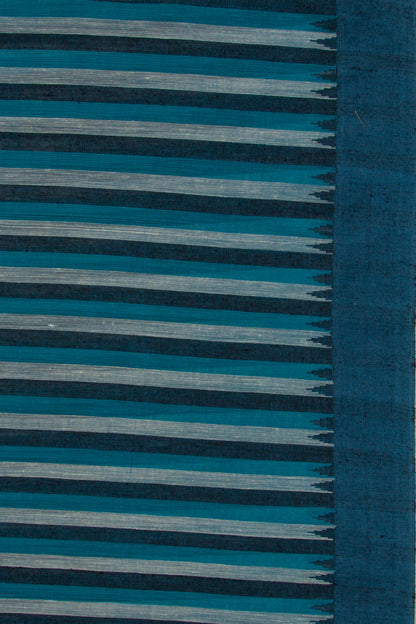 Handspun Cotton Vertical Lines Blue Saree