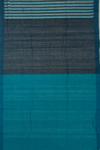 Handspun Cotton Vertical Lines Blue Saree