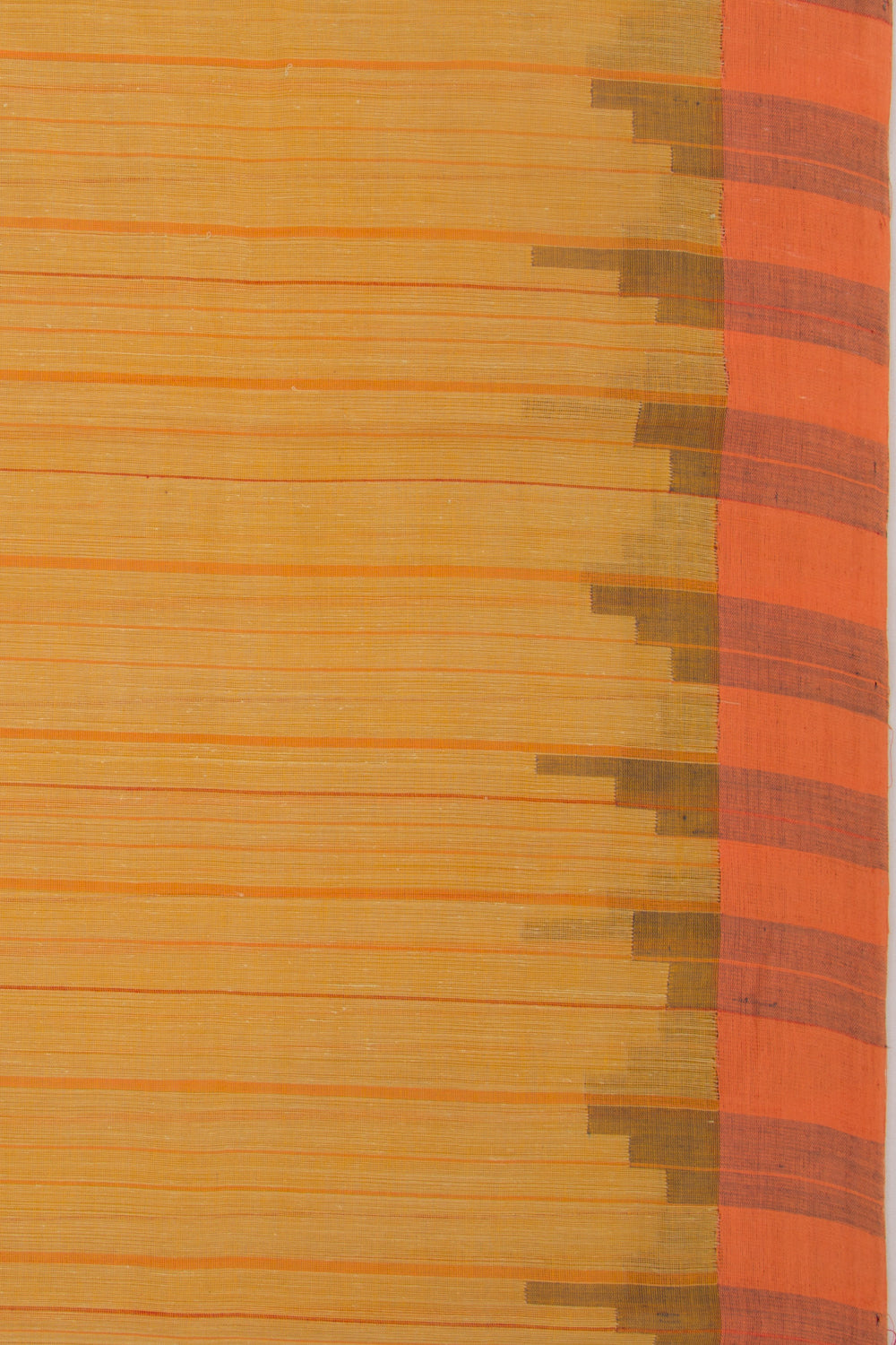 Ponduru Handspun Cotton Vertical Lines Mustard Yellow Saree