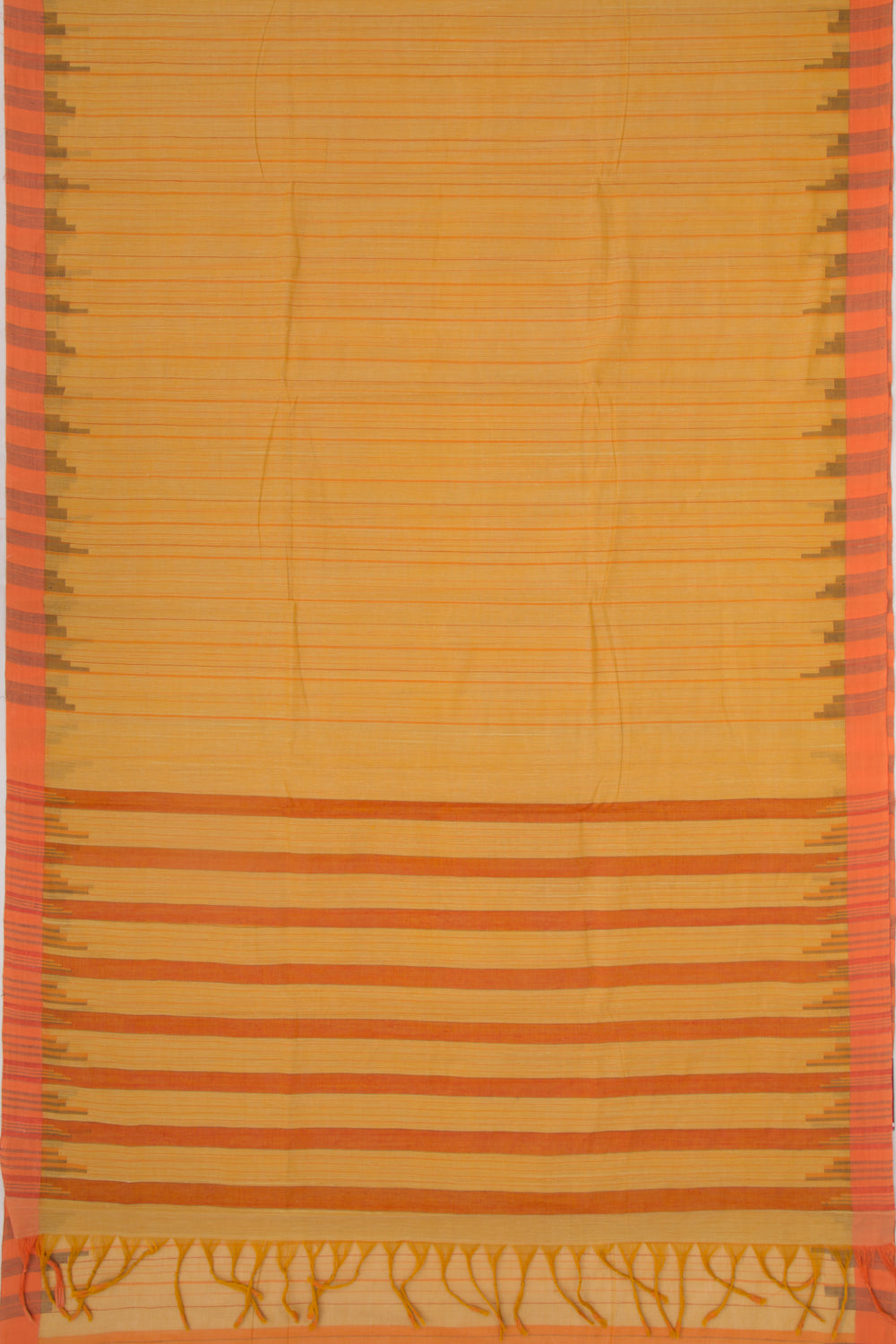 Ponduru Handspun Cotton Vertical Lines Mustard Yellow Saree