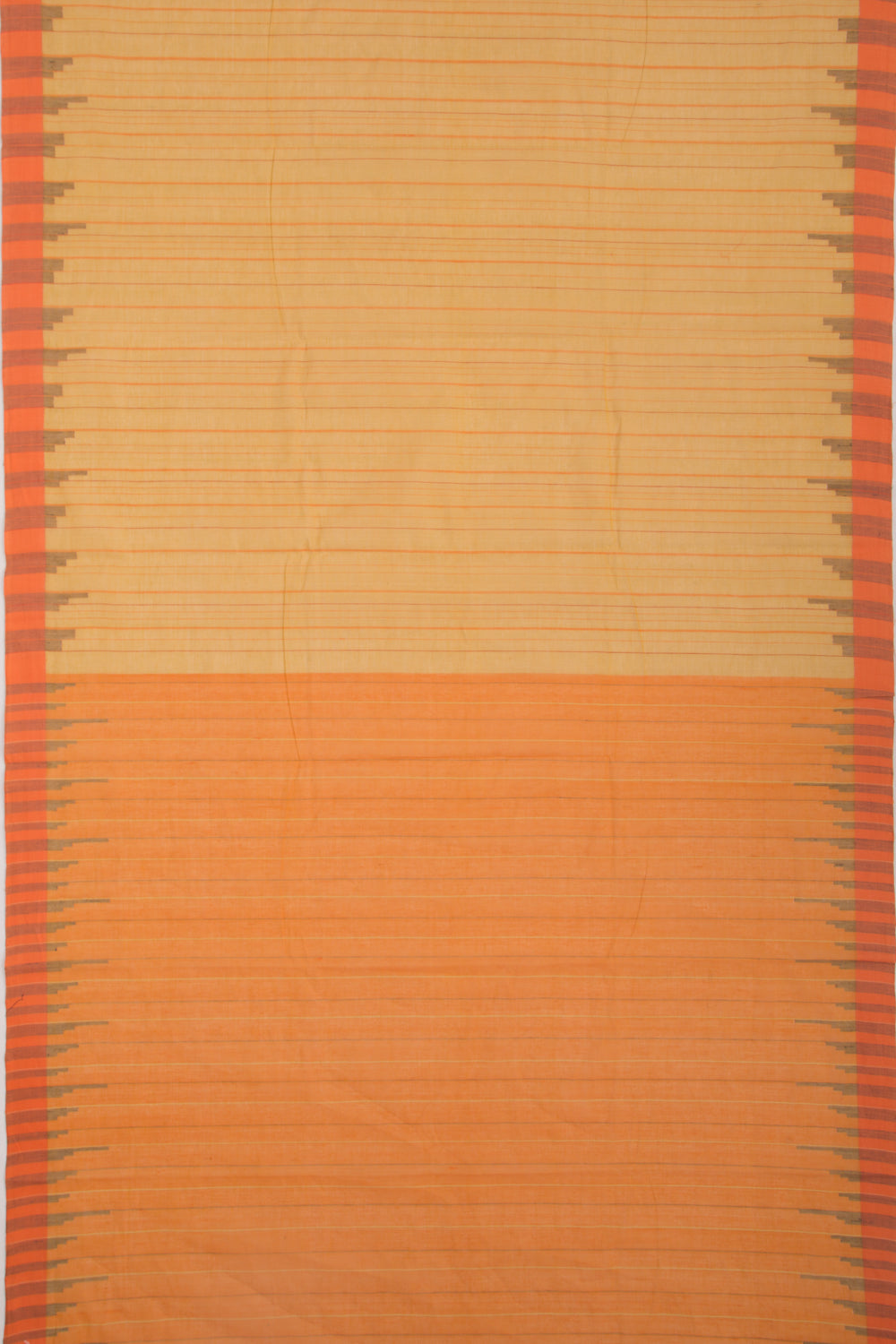Ponduru Handspun Cotton Vertical Lines Mustard Yellow Saree