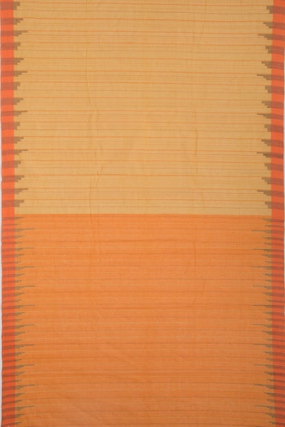 Ponduru Handspun Cotton Vertical Lines Mustard Yellow Saree