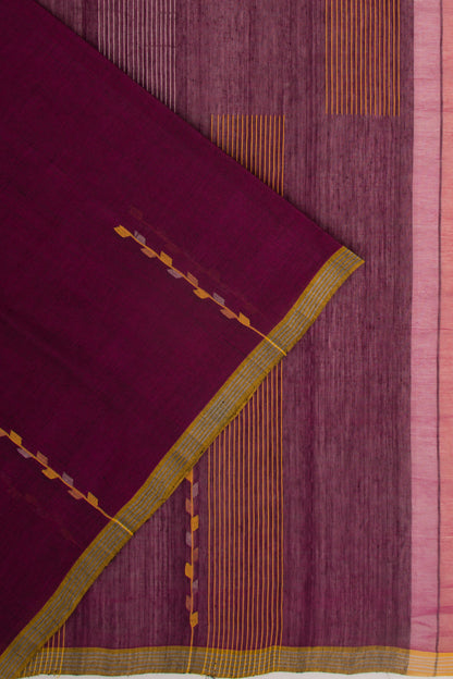 Ponduru Handspun Cotton Plain Purple Saree