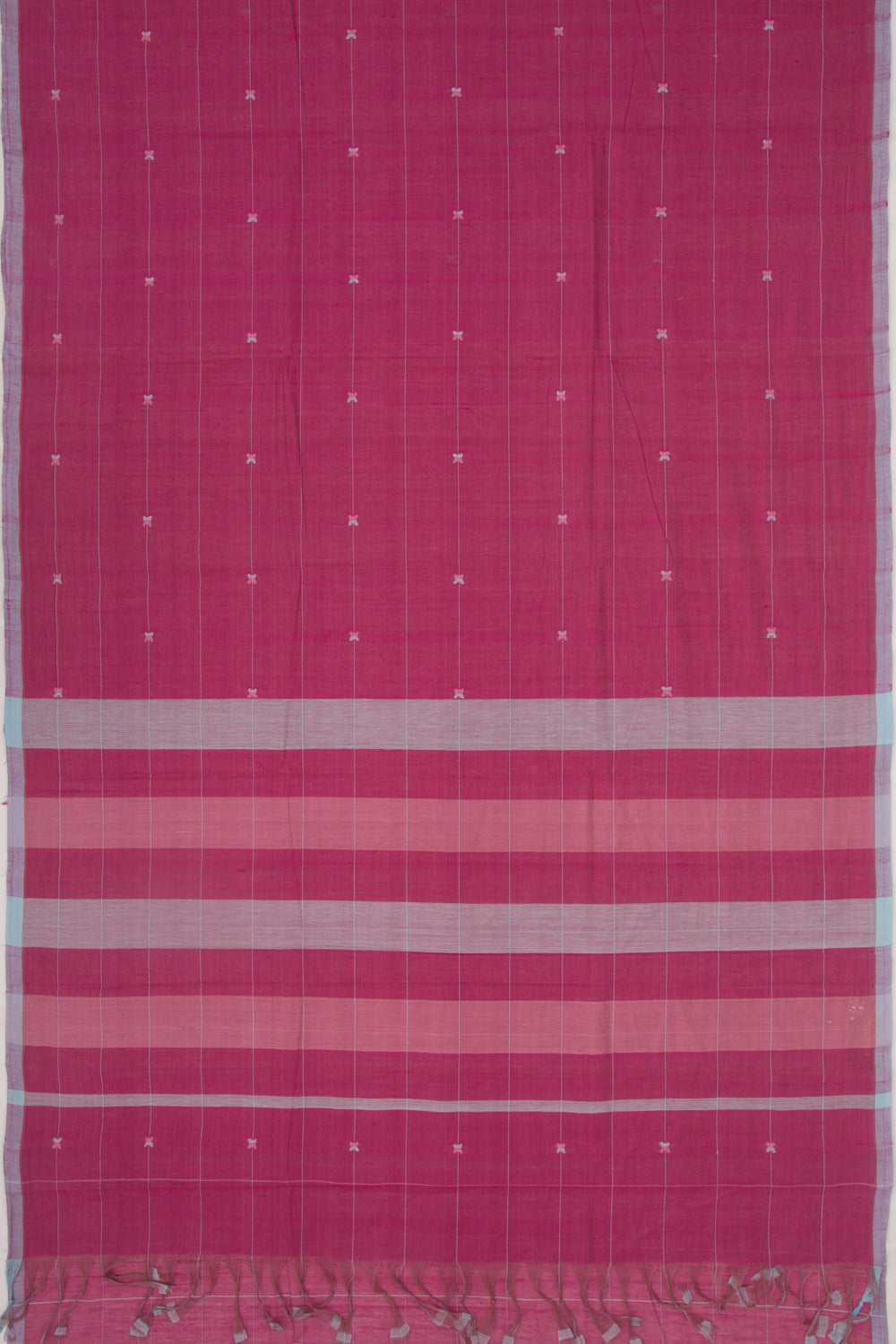 Ponduru Handspun Cotton Horizontal Lines Purple Saree