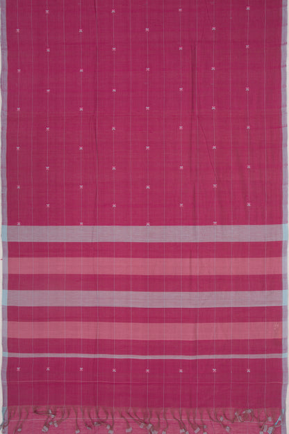 Ponduru Handspun Cotton Horizontal Lines Purple Saree