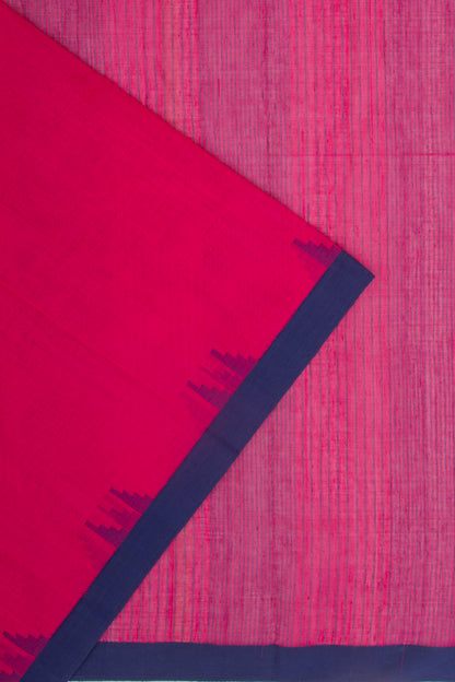 Ponduru Handspun Cotton Plain Pink Saree