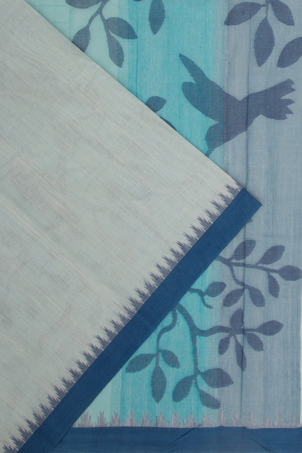 Ponduru Handspun Cotton Plain Pastel Blue Saree