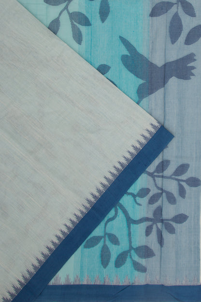 Ponduru Handspun Cotton Plain Pastel Blue Saree