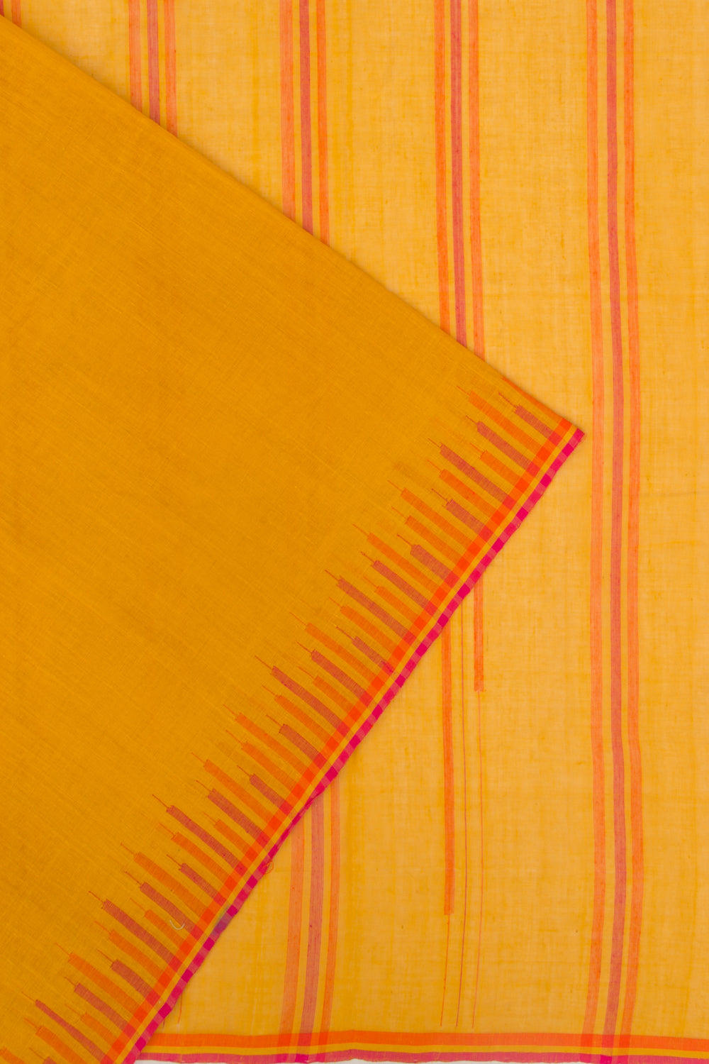 Ponduru Handspun Cotton Plain Mustard Yellow Saree