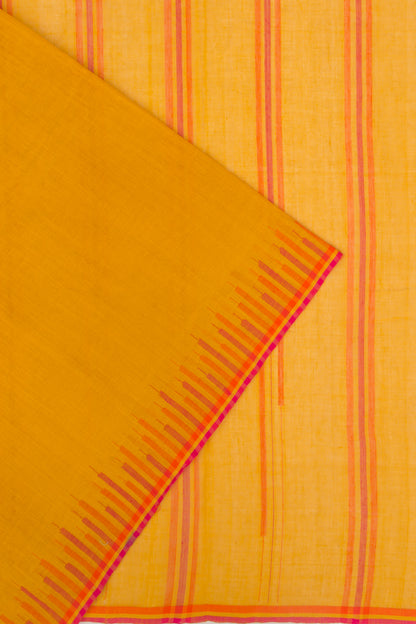Ponduru Handspun Cotton Plain Mustard Yellow Saree