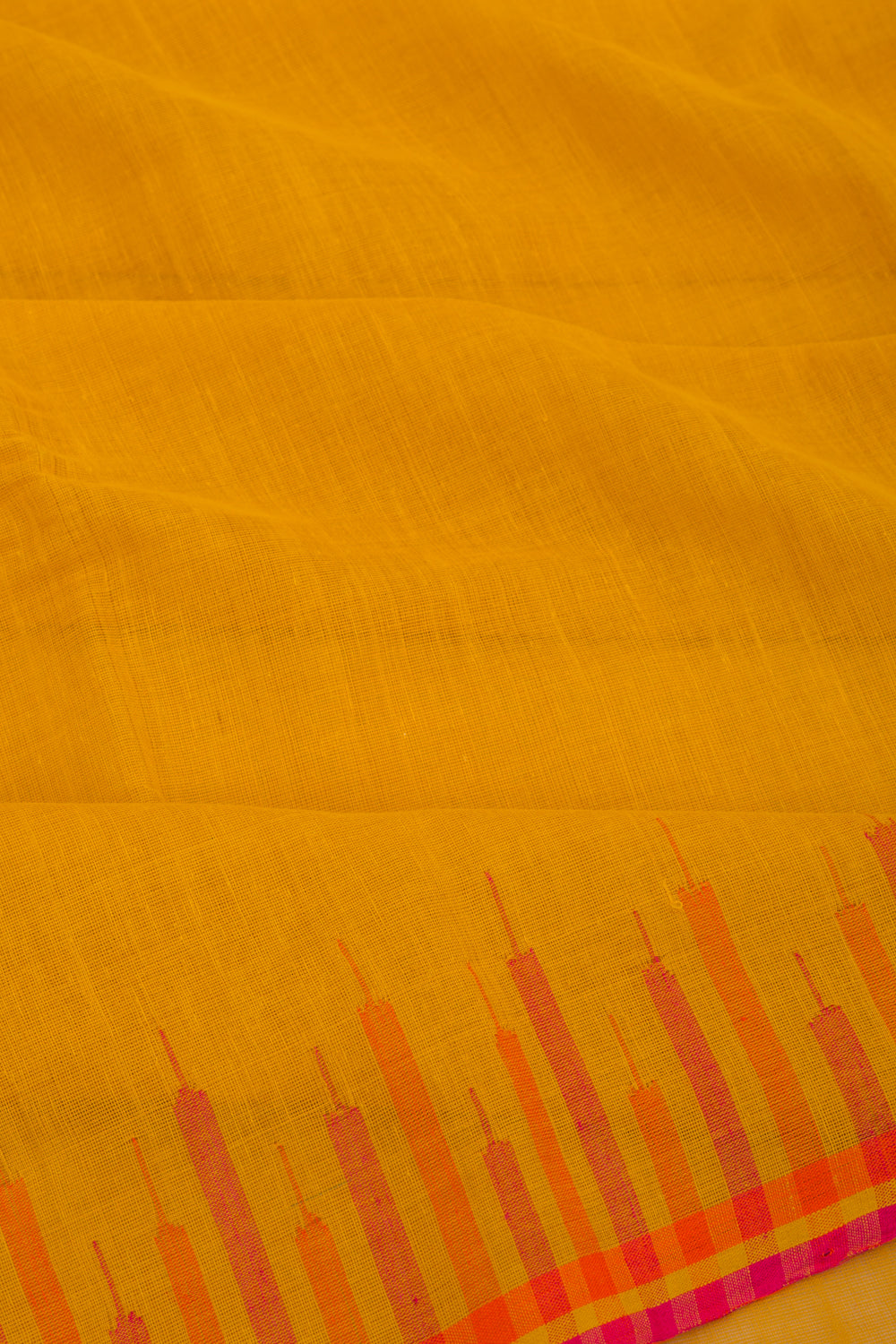 Ponduru Handspun Cotton Plain Mustard Yellow Saree