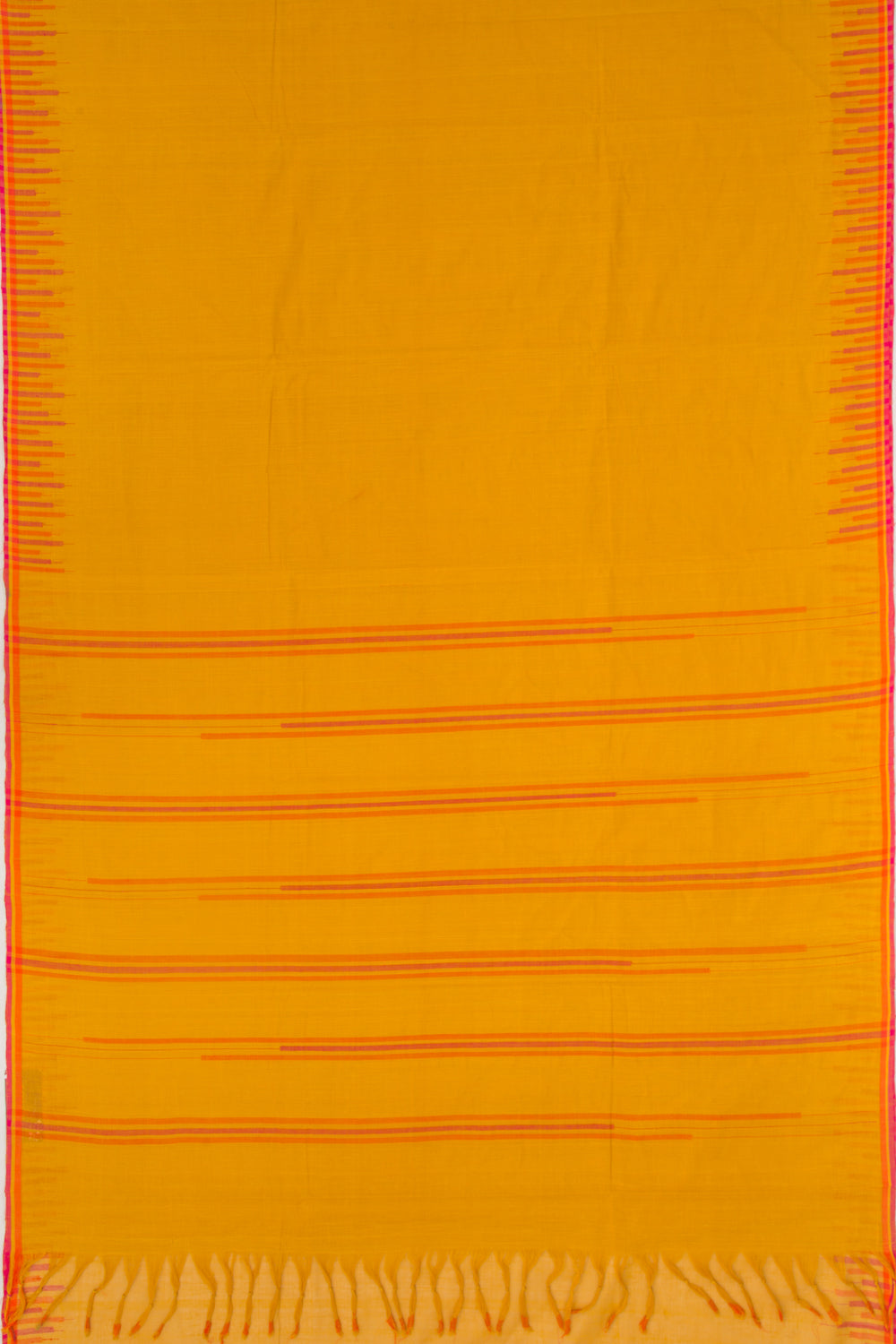Ponduru Handspun Cotton Plain Mustard Yellow Saree