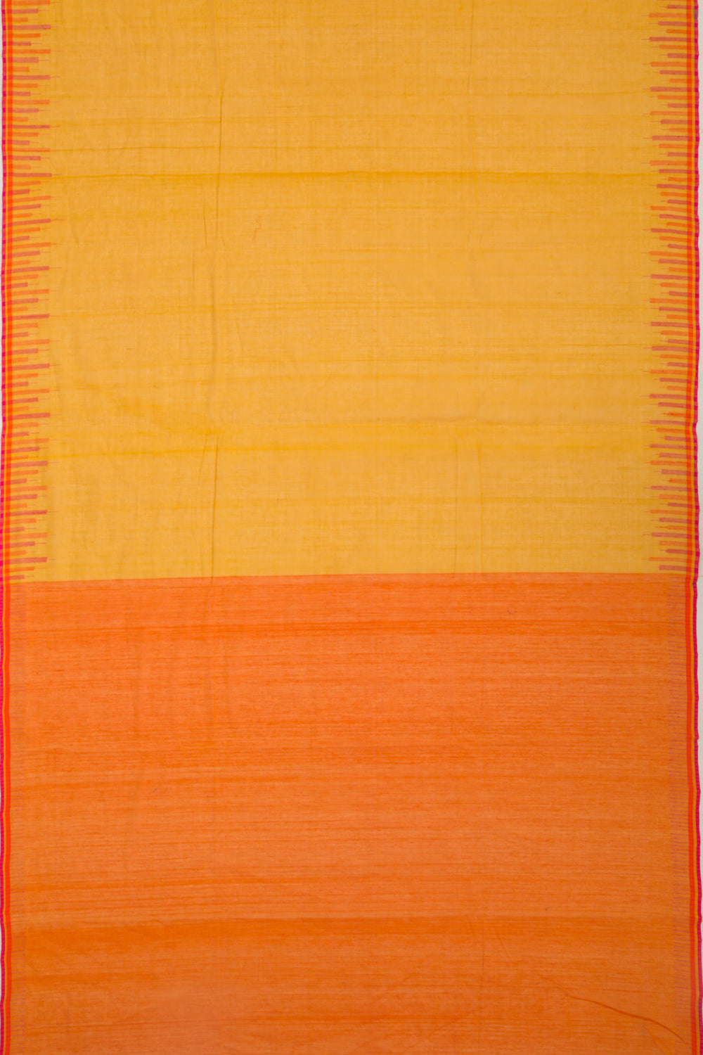 Ponduru Handspun Cotton Plain Mustard Yellow Saree