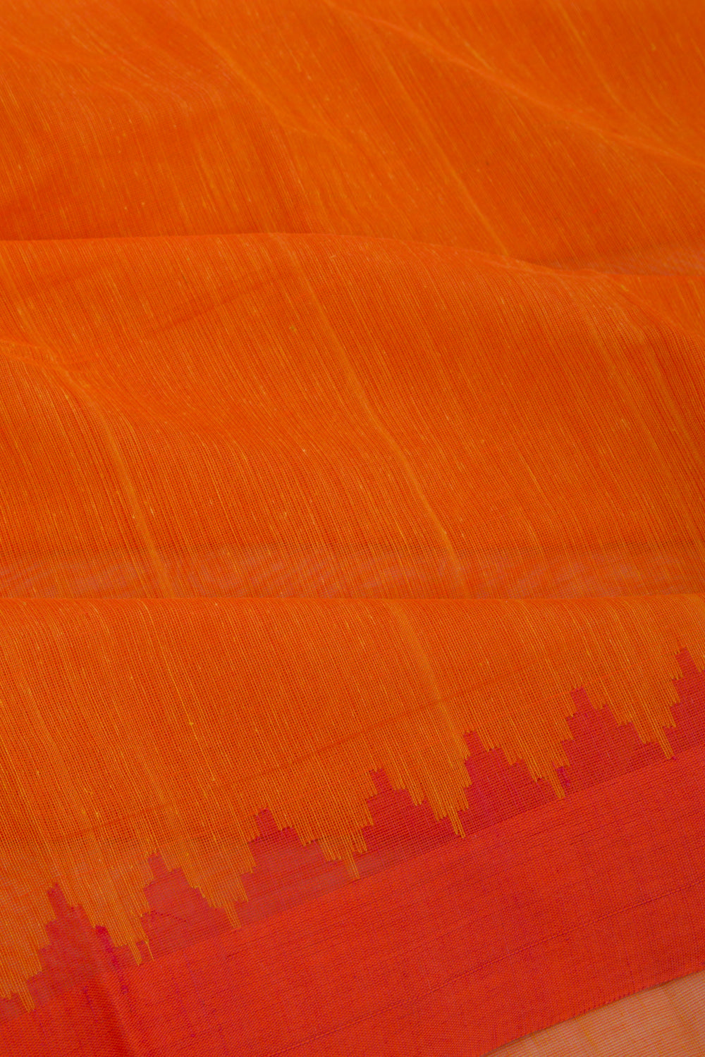 Ponduru Handspun Cotton Plain Orange Saree