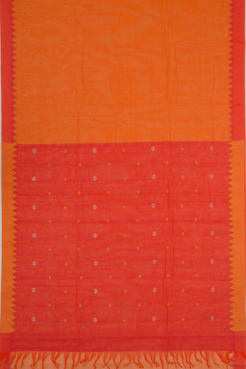 Ponduru Handspun Cotton Plain Orange Saree