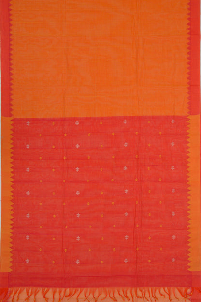 Ponduru Handspun Cotton Plain Orange Saree
