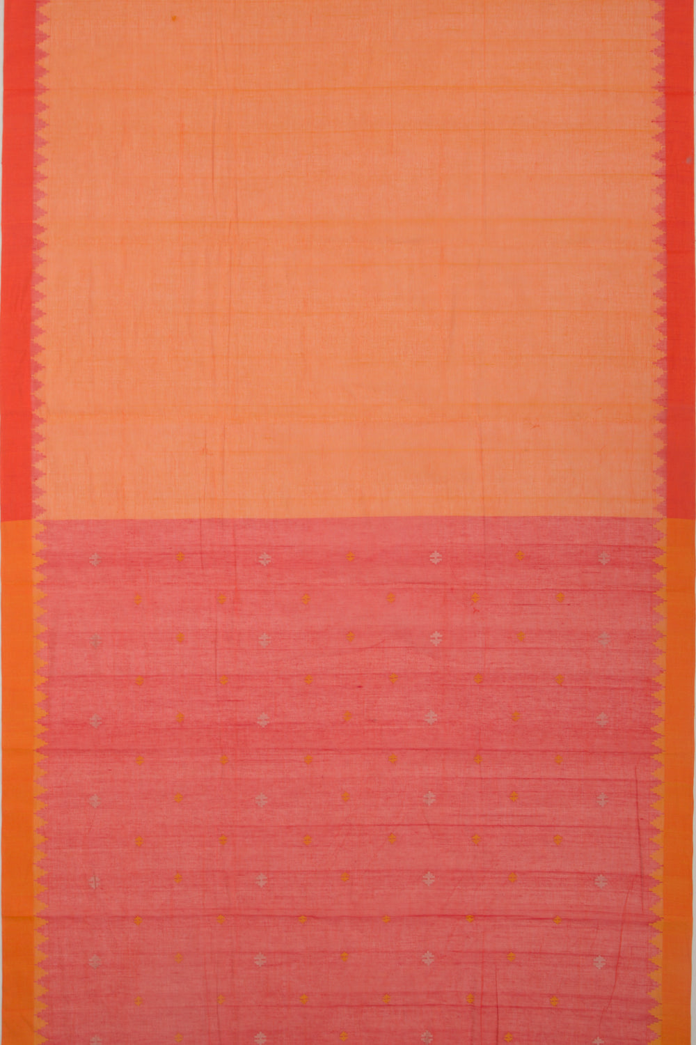Ponduru Handspun Cotton Plain Orange Saree