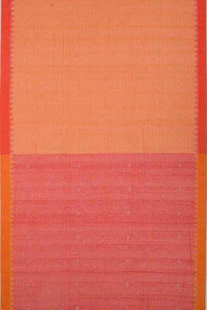 Ponduru Handspun Cotton Plain Orange Saree